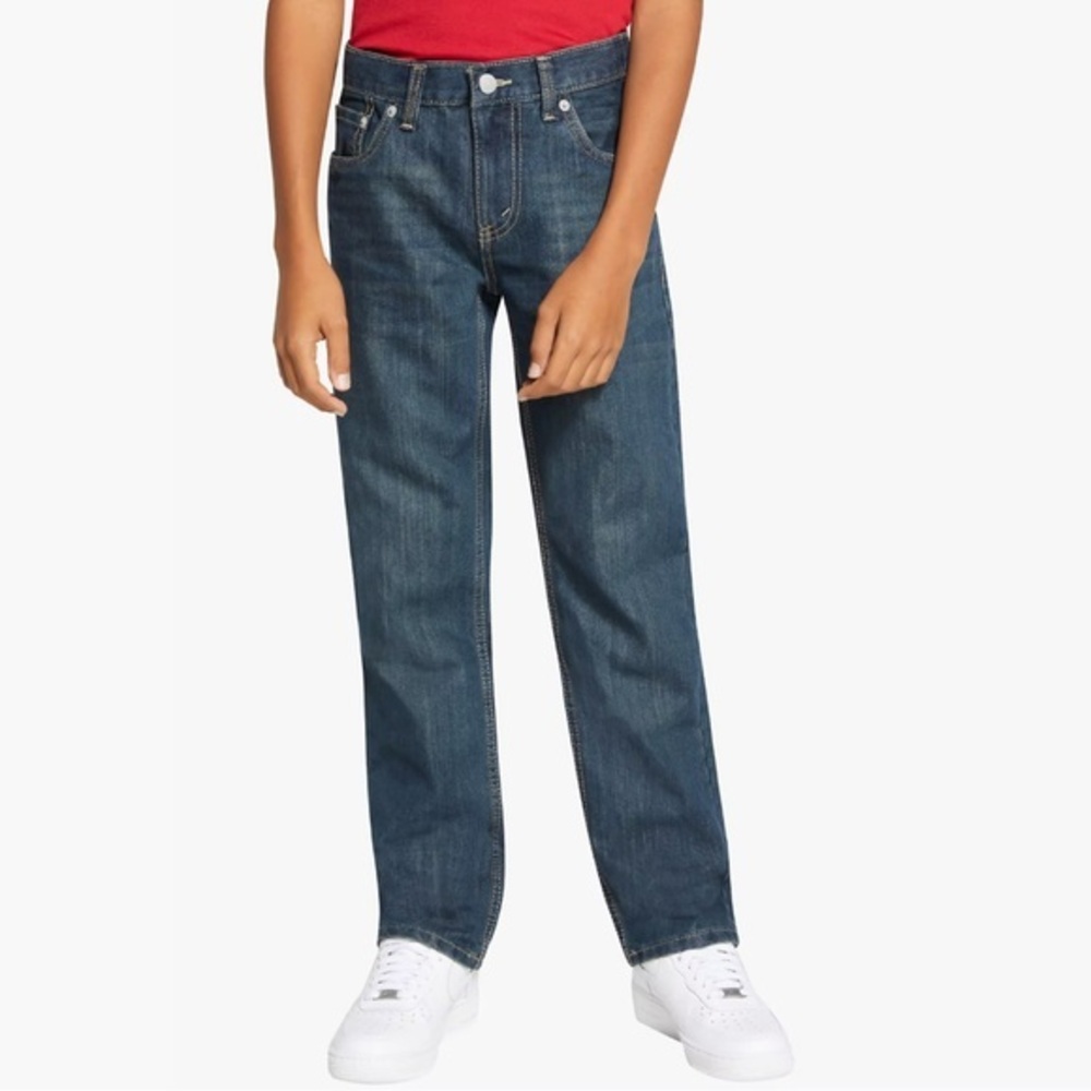 Levi’s 505 boy’s sz 8 Husky W28 x L33 dark blue wash straight leg mid rise jeans